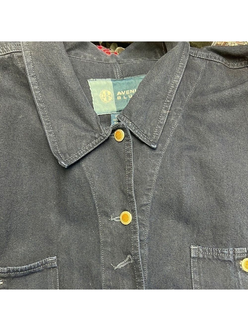 AVENUE Blues Jean Jacket Womens Plus Dark Blue Wash Stretch Size 22/24 (sk022) - Picture 7 of 9
